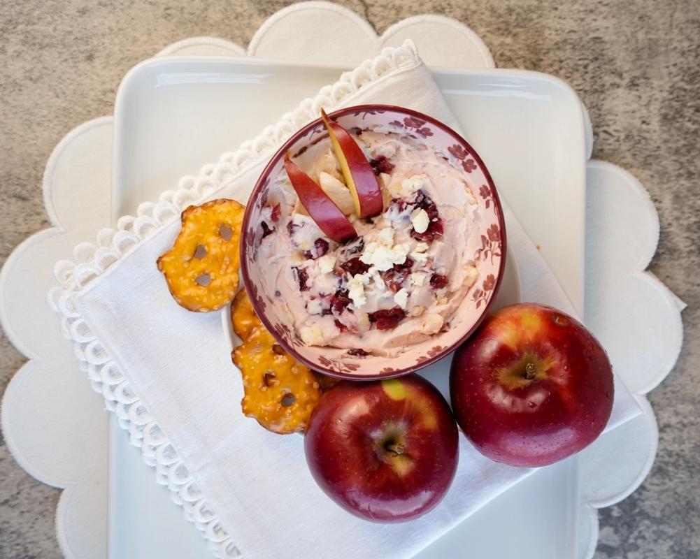Cranberry Apple Goat Cheese Boozy Dip