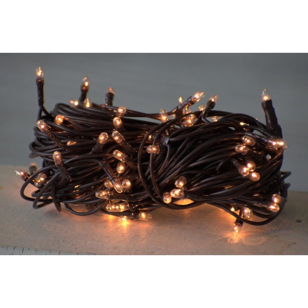 35 Bulb Primitive Rice String Lights 7.5ft Brown Cord