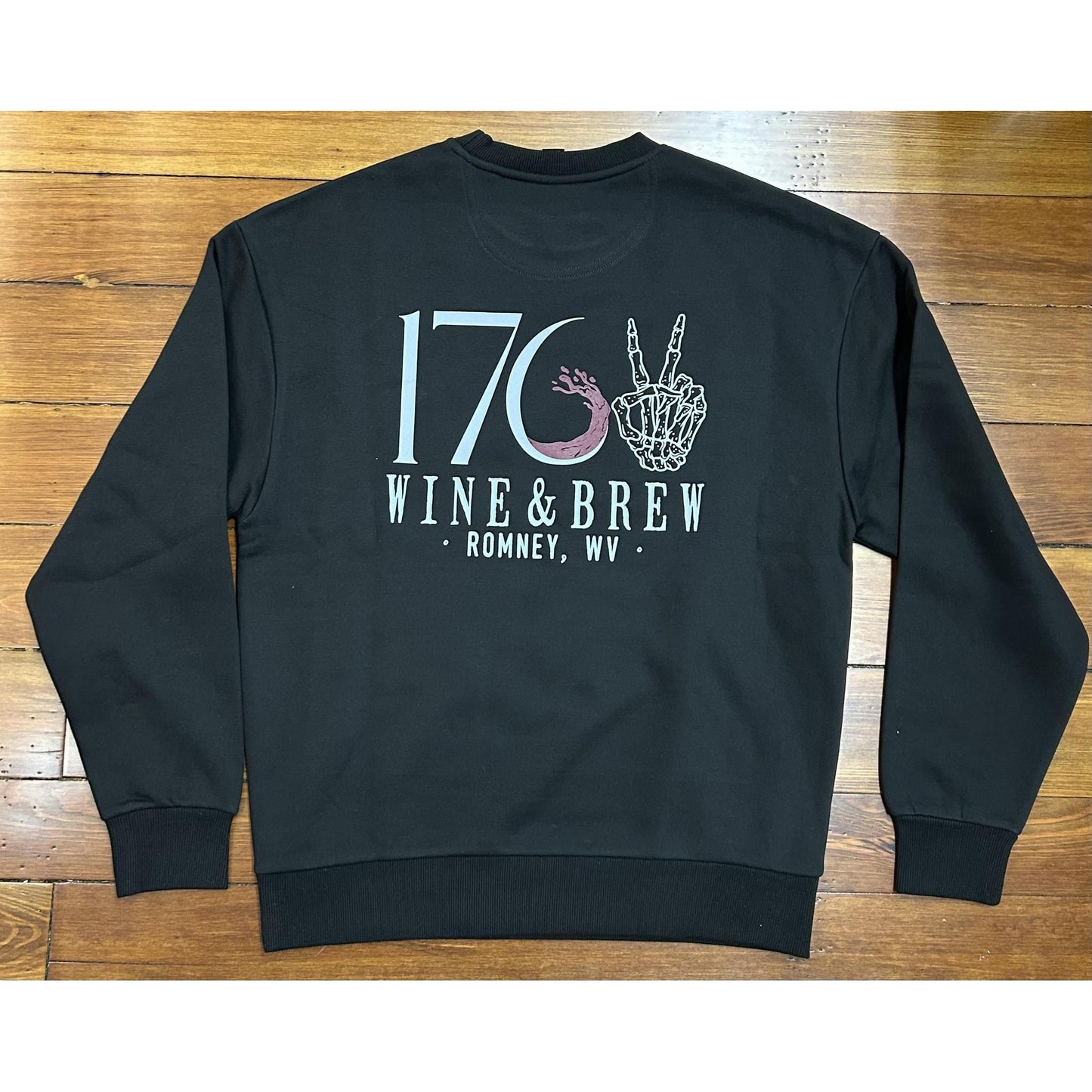 1762 Wine & Brew Skeleton Hand Crewneck (Black)