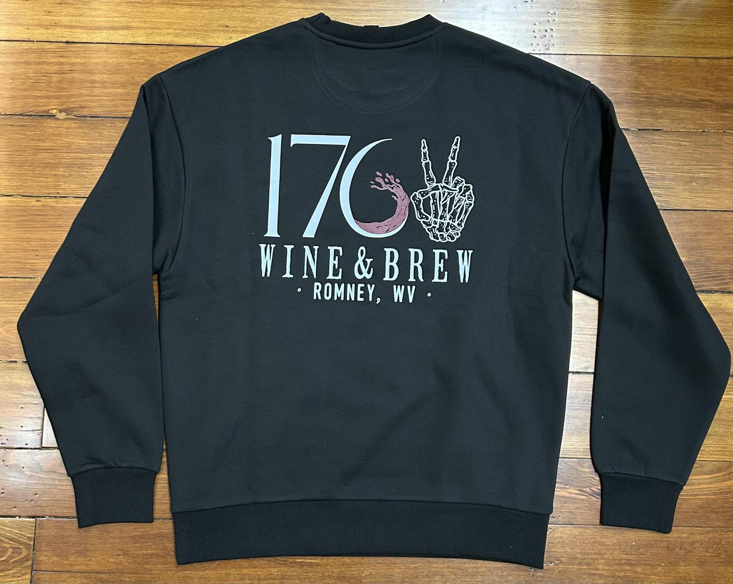 1762 Wine & Brew Skeleton Hand Crewneck (Black)