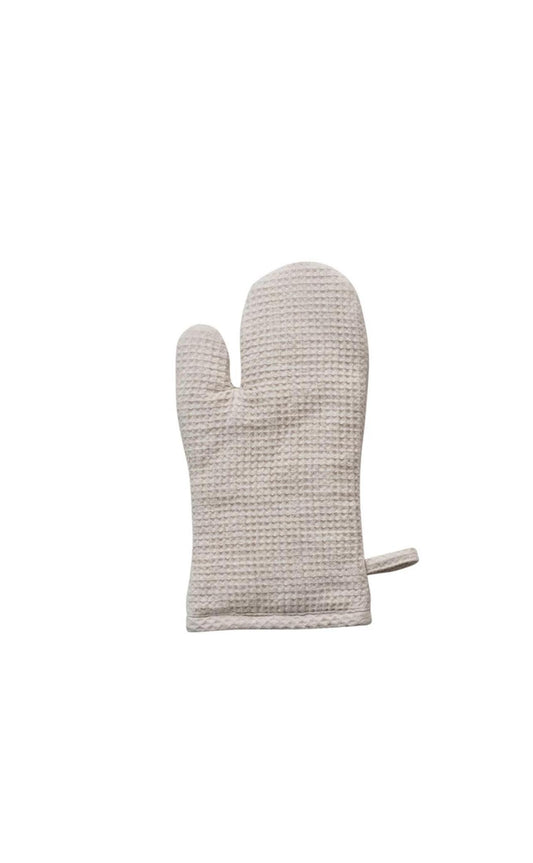 Woven Linen & Cotton Waffle Hot Mitt (Cream)