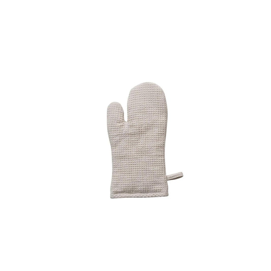 Woven Linen & Cotton Waffle Hot Mitt (Cream)