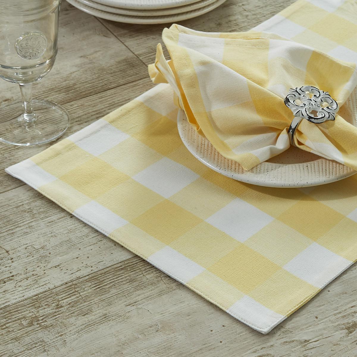 Park Design Wicklow Check Backed Table Runner 36" (Yellow)
