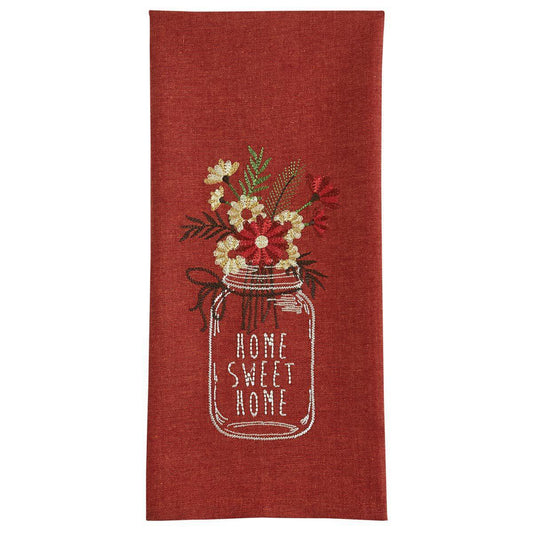 Home Sweet Home Mason Jar Embroidered Dishtowel