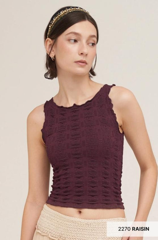 Floral Edge Top (Raisin)