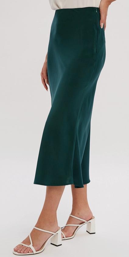 Satin Midi Skirt (Hunter Green)