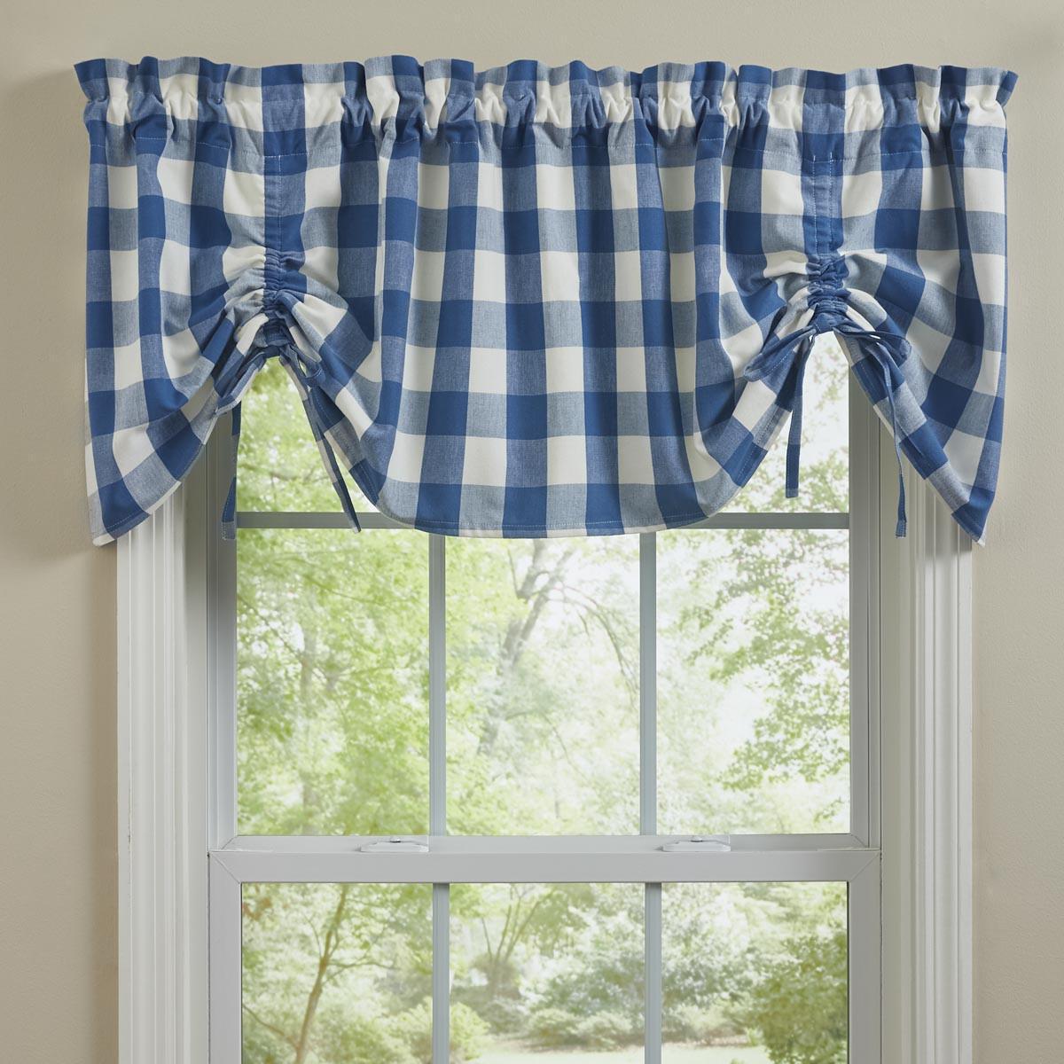 Park Design Wicklow Check Lined Farmhouse Valance (China Blue)