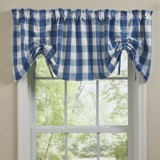 Wicklow Check Lined Farmhouse Valance (China Blue)