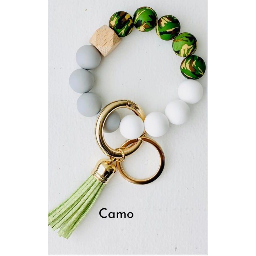 Bangle Keychain | Silicone Wristlet Key Ring | Bead Bracelet