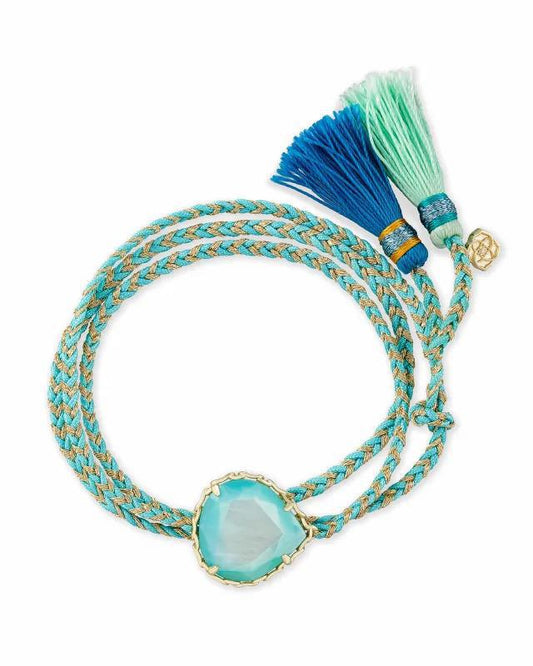 Kendra Scott Kenzie Blue/Gold Wrap Friendship Bracelet
