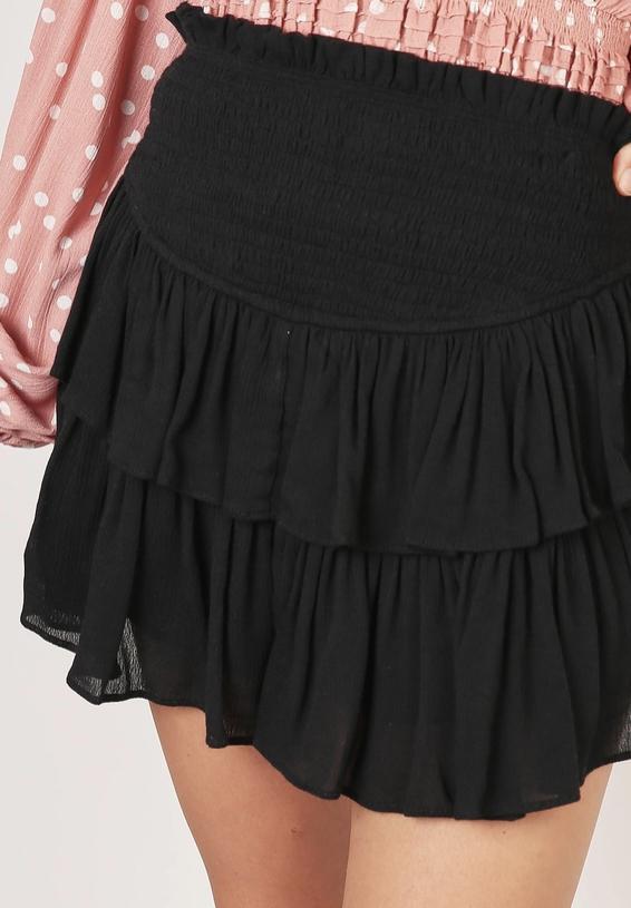 Black Ruffle Mini Skirt