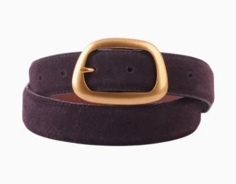 Suede Belt with Organic Shape Buckle | Everyday Accessory (Chocolate)