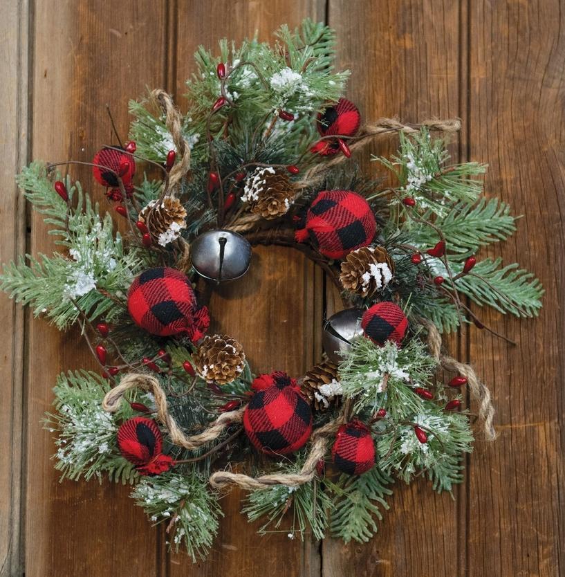 Buffalo Gingham Country Holiday Wreath 12"