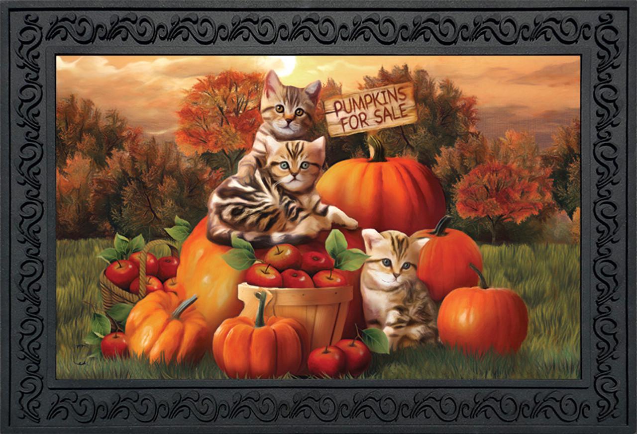 Fall Kittens Pumpkins Doormat