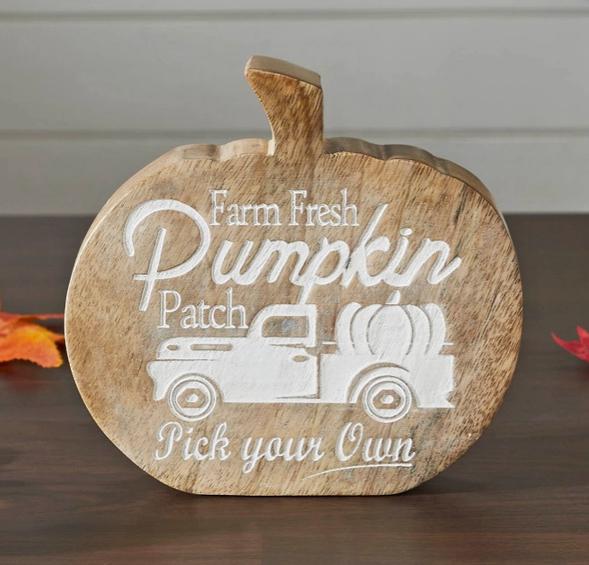 Farm Fresh Pumpkin Patch Pumpkin Shaped Wood Decor