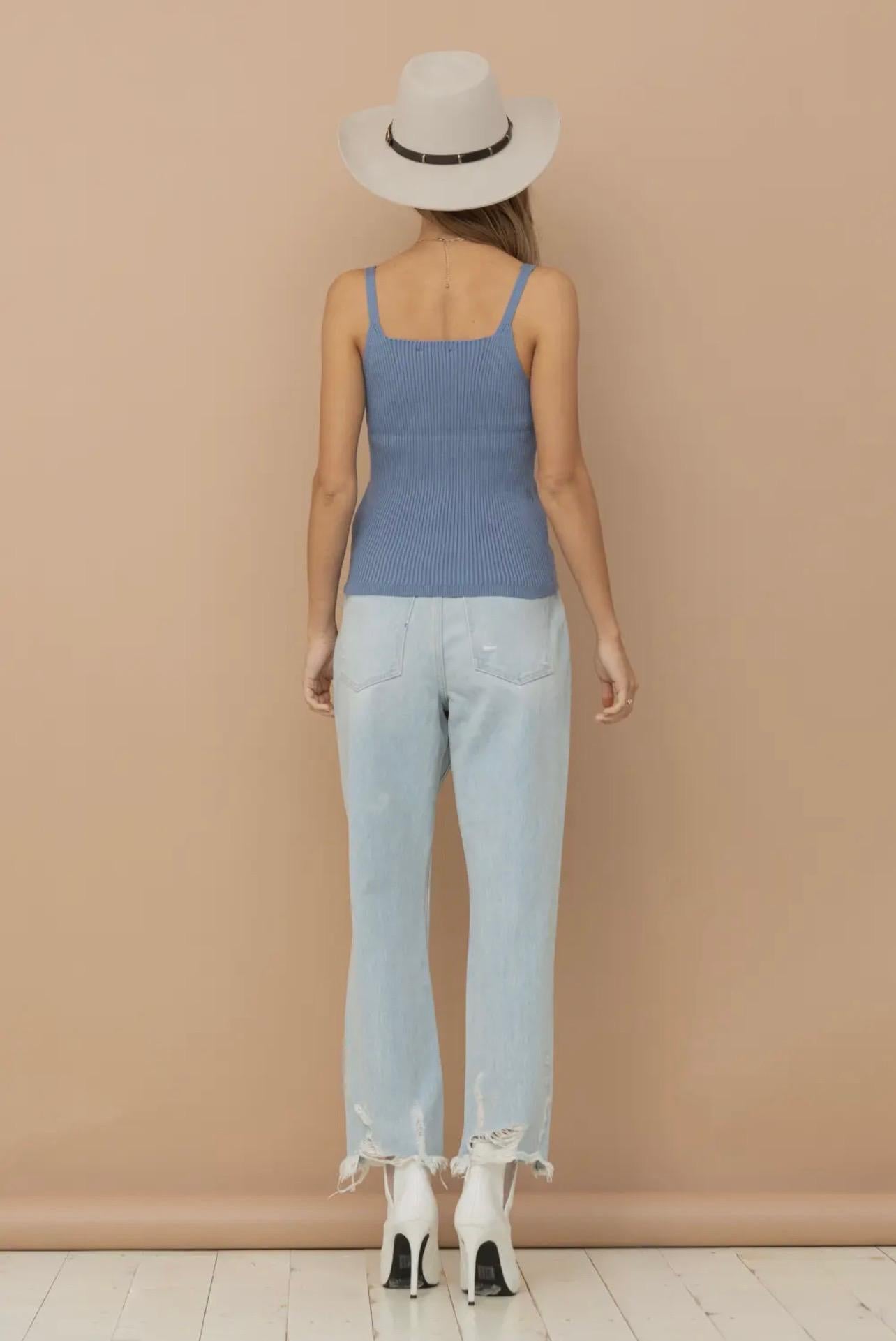 Essential Sweater Knitted Tank Cami (Sky Blue)
