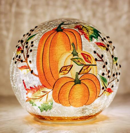 Harvest Pumpkin - Crackle Glass Orb