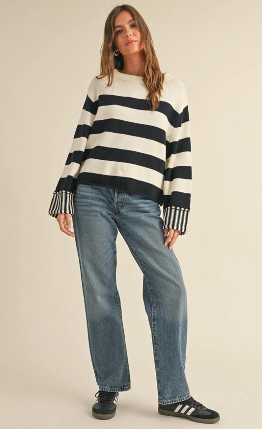 Black/White Striped Sweater Top