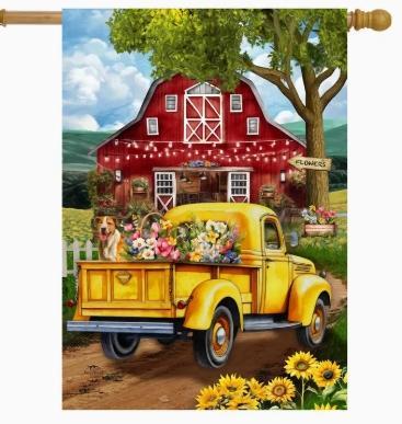 Flower Farm Truck House Flag