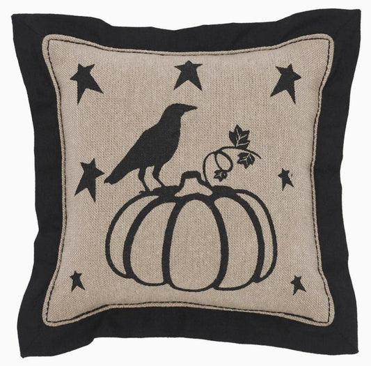 Raven Harvest Primitive Pumpkin Pillow