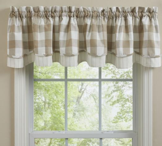 Wicklow Check Lined Layered Valance (Natural)