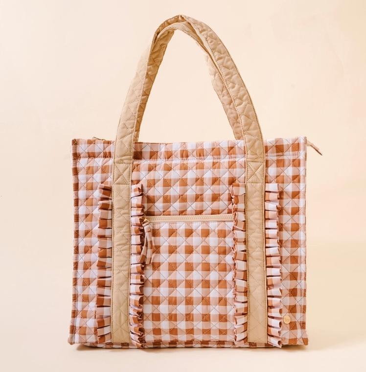 The Darling Effect Everyday Quilted Tote Bag Maple Gingham