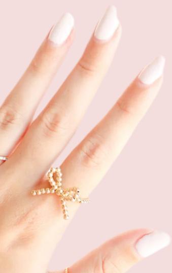 Beaded Blondes Gold Bow Ring