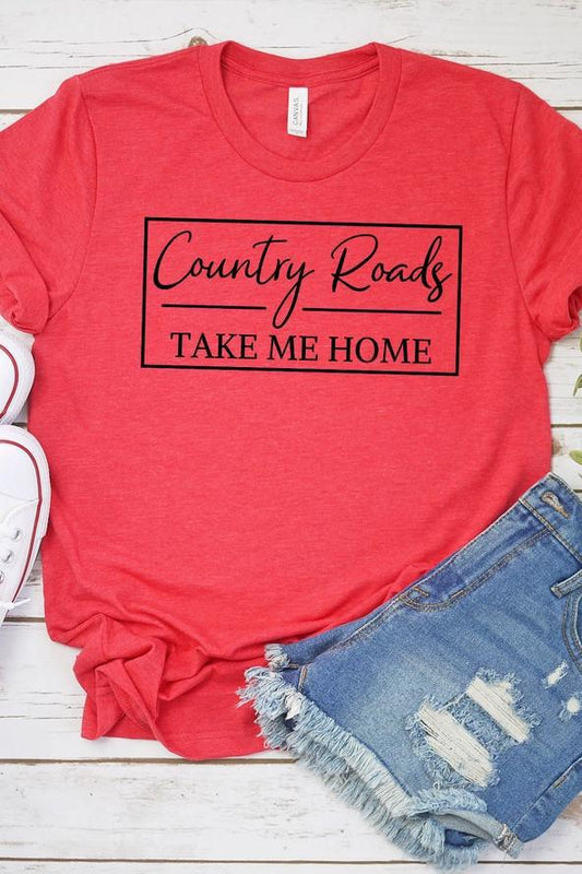 Country Roads Take Me Home Tee (Heathered Red)